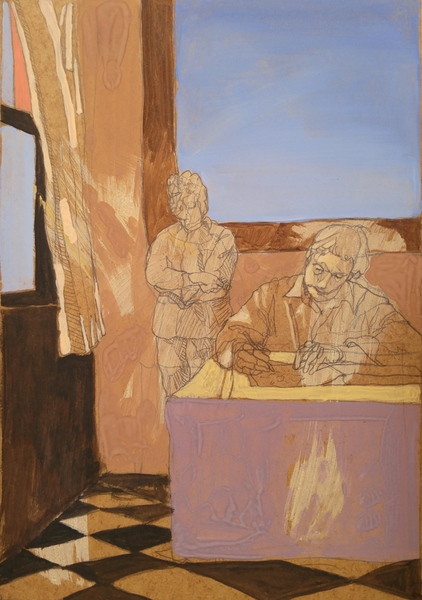 double portrait II - 21x30 - tempera